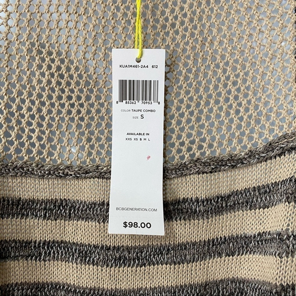 Bcbgeneration sleeveless sweater striped NWT size xs tan gray taupe - Picture 8 of 8